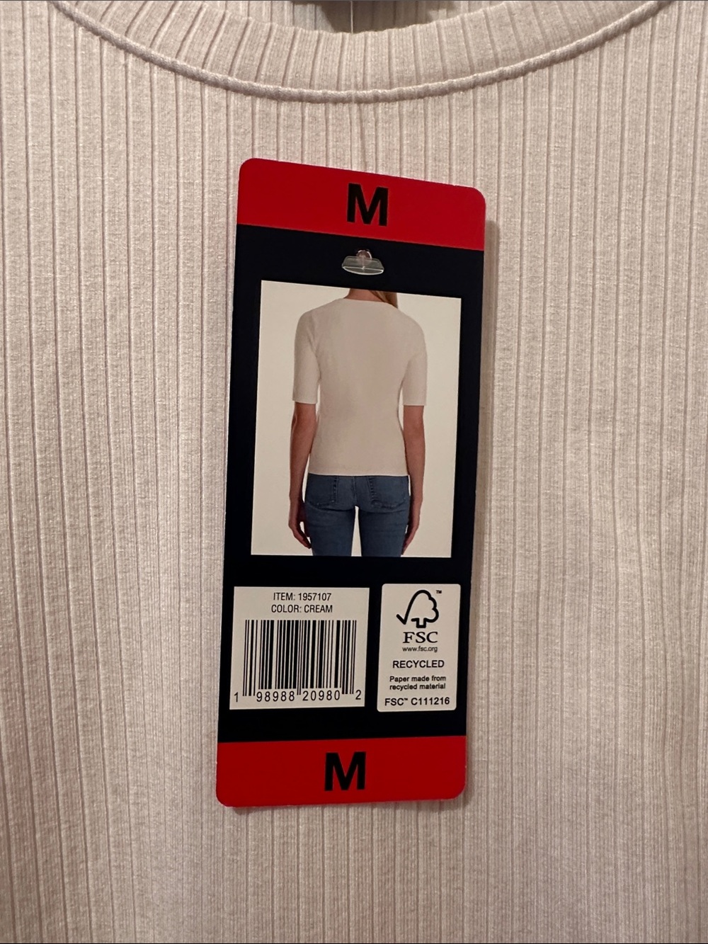 Splendid Ribbed Crewneck Top in Pale Cream - Picture 3 of 10